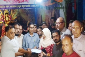 কানাইঘাটে উৎসবমুখর পরিবেশে চলছে দুর্গাপূজা : বিভিন্ন মন্ডপ পরিদর্শনে ইউএনও