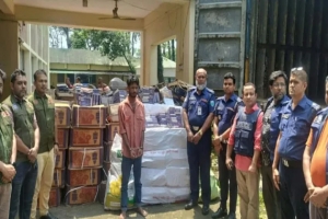 কোম্পানীগঞ্জে ৭৫ লাখ টাকার ভারতীয় চোরাচালানি পণ্য জব্দ